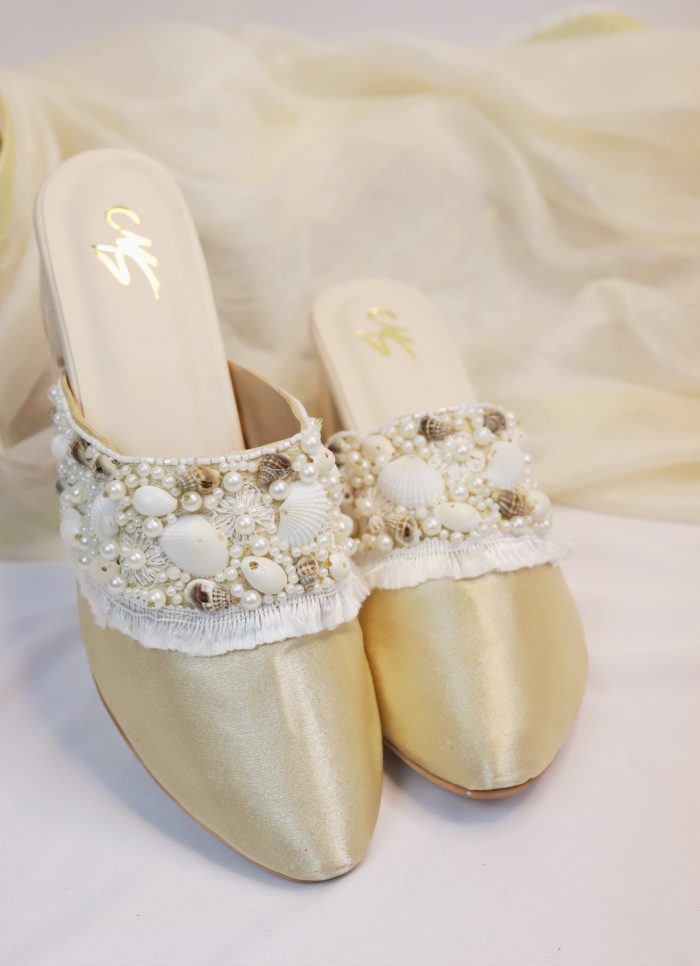 Farishta Heel | Gold Color Heels